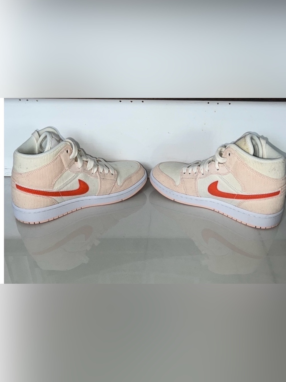 Sail/Orange Quartz/White/Orange Air Jordan 1 Mid SE 'Corduroy' Size 7.5 - Picture 1 of 10
